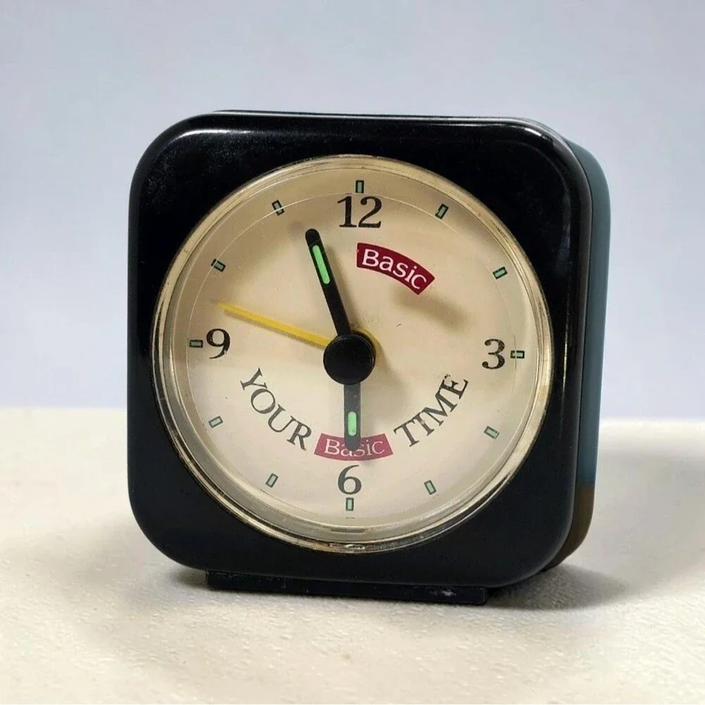 Vintage BASIC Cigarettes Promo Travel Alarm Clock Your Basic Time Works 80s Fun